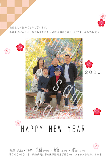 家族写真で写真ポストカード年賀状